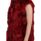 Dolce & Gabbana Red Coyote Fur Sleeveless Coat Jacket