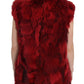 Dolce & Gabbana Red Coyote Fur Sleeveless Coat Jacket