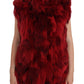 Dolce & Gabbana Red Coyote Fur Sleeveless Coat Jacket