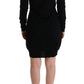 MARGHI LO' Black Wool Long Sleeve Shift Dress