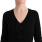 MARGHI LO' Black Wool Long Sleeve Shift Dress