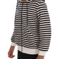 Daniele Alessandrini Blue White Striped Hooded Cotton Sweater