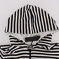 Daniele Alessandrini Blue White Striped Hooded Cotton Sweater