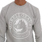 Frankie Morello Gray Cotton Crewneck Pullover Sweater