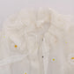 Dolce & Gabbana White Daisy Applique Silk Shirt
