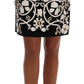 Dolce & Gabbana Black Crystal Floral Pencil Skirt