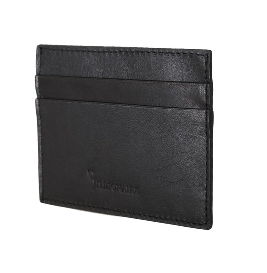 Billionaire Italian Couture Black Leather Cardholder Wallet