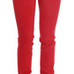 Costume National Red Cotton Stretch Slim Jeans