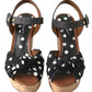 Dolce & Gabbana Black  Wedges Polka Dotted Ankle Strap Shoes Sandals