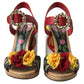 Dolce & Gabbana Multicolor Crystal Leather Amore Heels Sandals