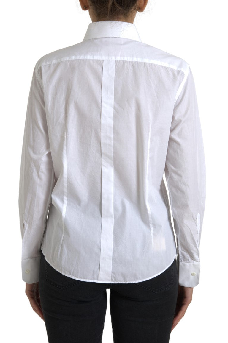 Dolce & Gabbana White Cotton Collared Long Sleeves Shirt Top