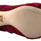 Dolce & Gabbana Burgundy Cotton Blend Velvet Ankle Boots Heel Shoes