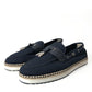 Dolce & Gabbana Navy Blue Slip On Men Moccasin Loafers Shoes