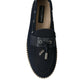 Dolce & Gabbana Navy Blue Slip On Men Moccasin Loafers Shoes