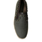 Dolce & Gabbana Gray Linen Leather Studded Loafers Shoes