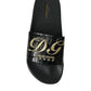 Dolce & Gabbana Black Luxury Hotel Beachwear Sandals Shoes