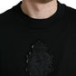 Dolce & Gabbana Black Cotton Round Neck Pullover Logo Sweater