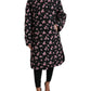 Dolce & Gabbana Black Floral Collared Trench Coat Jacket