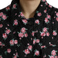 Dolce & Gabbana Black Floral Collared Trench Coat Jacket