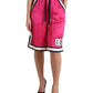 Dolce & Gabbana Pink Viscose Jersey Logo High Waist Shorts