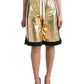 Dolce & Gabbana Gold Polyester Perforated High Waist Shorts