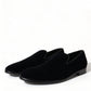 Dolce & Gabbana Black Velvet Loafers Formal Shoes