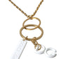Dolce & Gabbana Gold Tone Brass Chain Link DG Logo Pendant Necklace