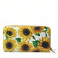 Dolce & Gabbana White Sunflower Leather DG Zip Around Continental Wallet