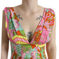 Dolce & Gabbana Multicolor Floral Silk Chiffon V-neck Dress