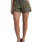 Dolce & Gabbana Green Embellished Cotton High Waist Hot Pants Shorts