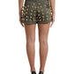 Dolce & Gabbana Green Embellished Cotton High Waist Hot Pants Shorts