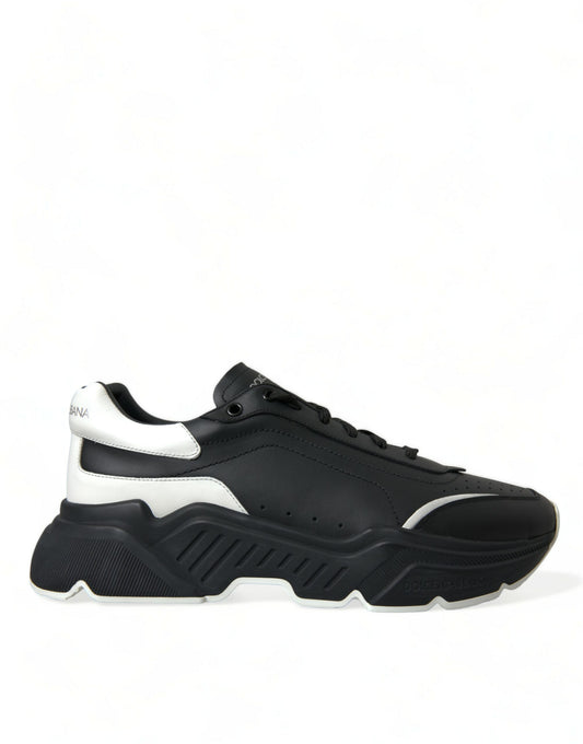 Dolce & Gabbana Black White Leather Logo Daymaster Sneakers Shoes