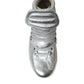 Dolce & Gabbana Silver Leather Benelux High Top Sneakers Shoes