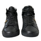Dolce & Gabbana Black Crown Bee logo Mid Top Portofino Sneakers Shoes