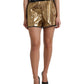 Dolce & Gabbana Metallic Gold Shirred High Waist Hot Pants Shorts