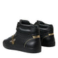 Dolce & Gabbana Black Crown Bee logo Mid Top Portofino Sneakers Shoes