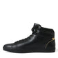 Dolce & Gabbana Black Crown Bee logo Mid Top Portofino Sneakers Shoes