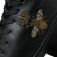 Dolce & Gabbana Black Crown Bee logo Mid Top Portofino Sneakers Shoes