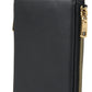 Dolce & Gabbana Black Leather DG Logo Gold Zip Card Holder Men Wallet