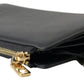 Dolce & Gabbana Black Leather DG Logo Gold Zip Card Holder Men Wallet
