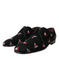 Dolce & Gabbana Black Floral Velvet Formal Dress Shoes