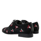 Dolce & Gabbana Black Floral Velvet Formal Dress Shoes