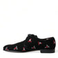 Dolce & Gabbana Black Floral Velvet Formal Dress Shoes