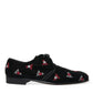 Dolce & Gabbana Black Floral Velvet Formal Dress Shoes