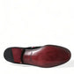 Dolce & Gabbana Black Floral Velvet Formal Dress Shoes