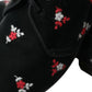 Dolce & Gabbana Black Floral Velvet Formal Dress Shoes