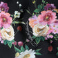 Dolce & Gabbana Black Floral Wool High Waist Wide Leg Pants