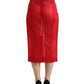Dolce & Gabbana Red Sheer High Waist Pencil Cut Midi Skirt