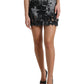 Dolce & Gabbana Black Gray Lace Cotton High Waist Denim Mini Skirt