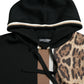 Dolce & Gabbana Black Leopard Hooded Sweatshirt Sweater